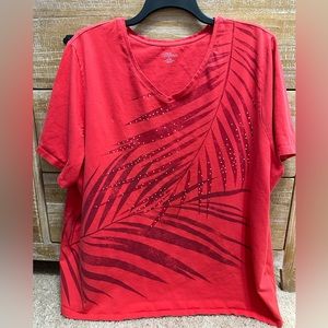 Liz & Me For Catherines 3XL Red Graphic Print Tee